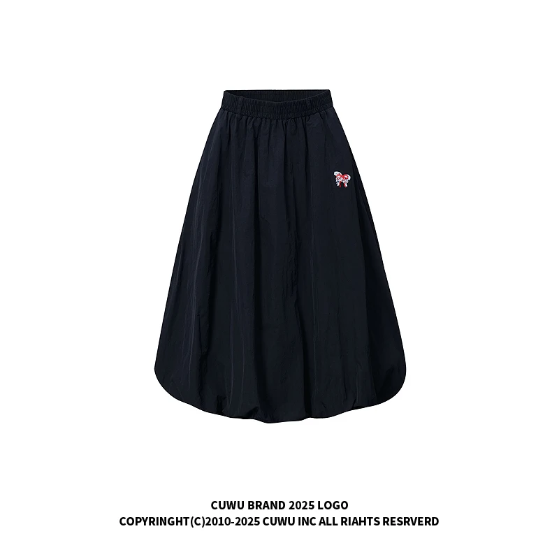 cuwu美式复古松弛感云朵A字半身裙伞裙女夏季中长款蓬蓬裙花苞裙