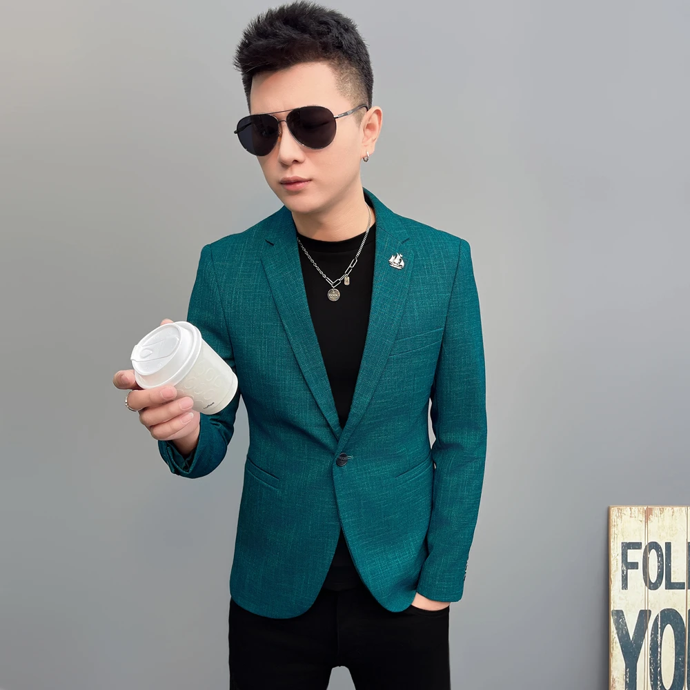 高级感男士小西装韩版修身潮流帅气休闲西服上衣男装秋冬时尚外套