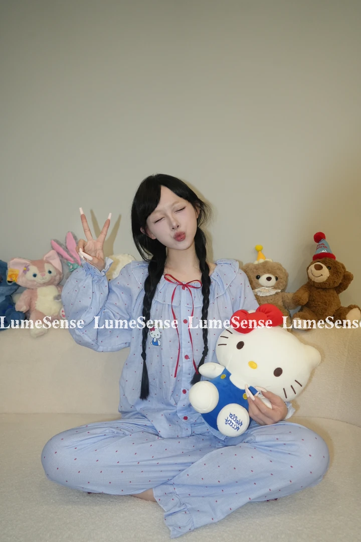 【爱的飞行日记】长袖秋款两件套可爱女睡衣家居服套装提花薄款套装