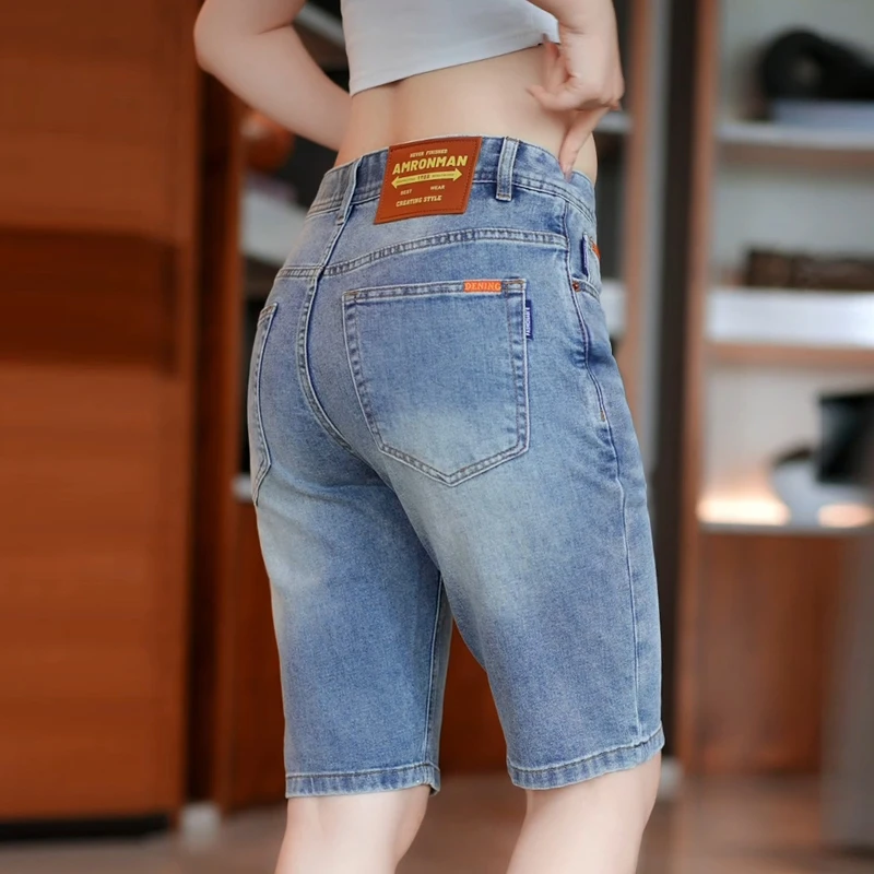 高级感休闲五分牛仔短裤男修身直筒2025夏季薄款弹力百搭牛仔中裤