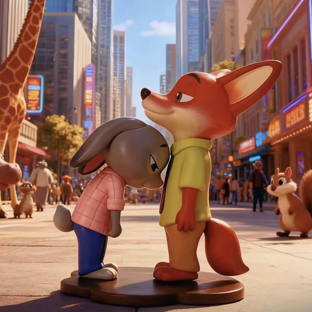 车载疯狂动物城完美拍档【好了过来抱抱】朱迪狐尼克桌面中控台摆件