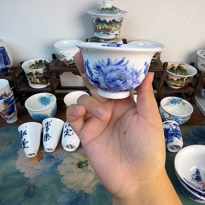 忠意堂釉下彩牡丹