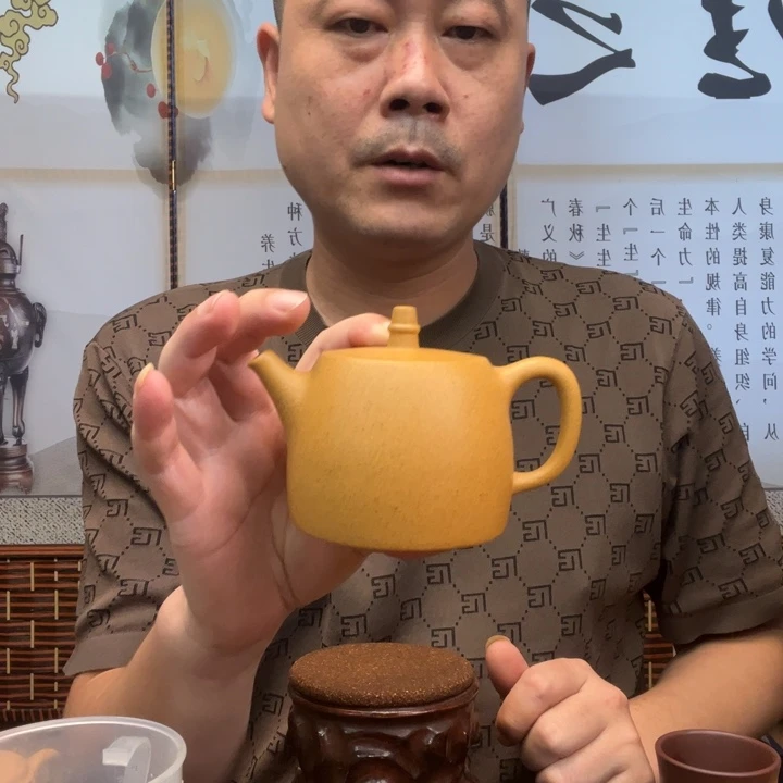 茶壶紫砂原矿黄金段全手工汉铎260毫升