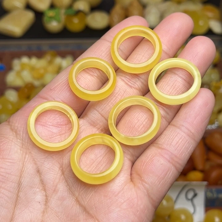 蜜蜡未镶嵌珠宝奇石天然蜜蜡戒圈随机发一个