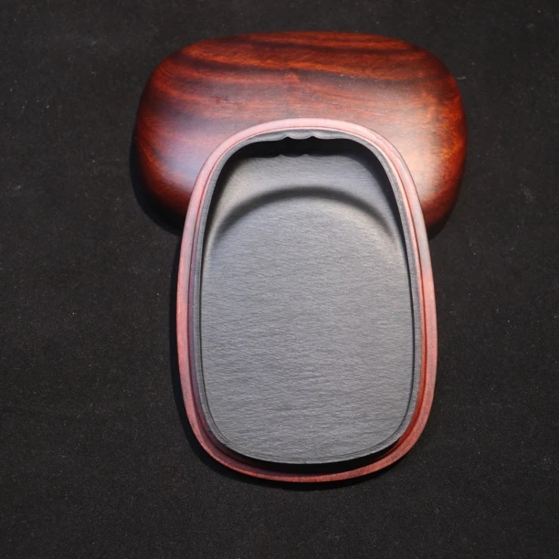 水舷坑刷丝罗纹干净罗纹花池造型歙砚10.1×6.8×1.1cm