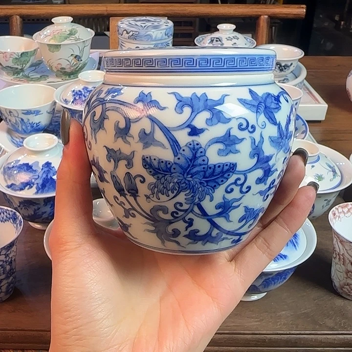 名窑口 点工西番莲茶叶罐