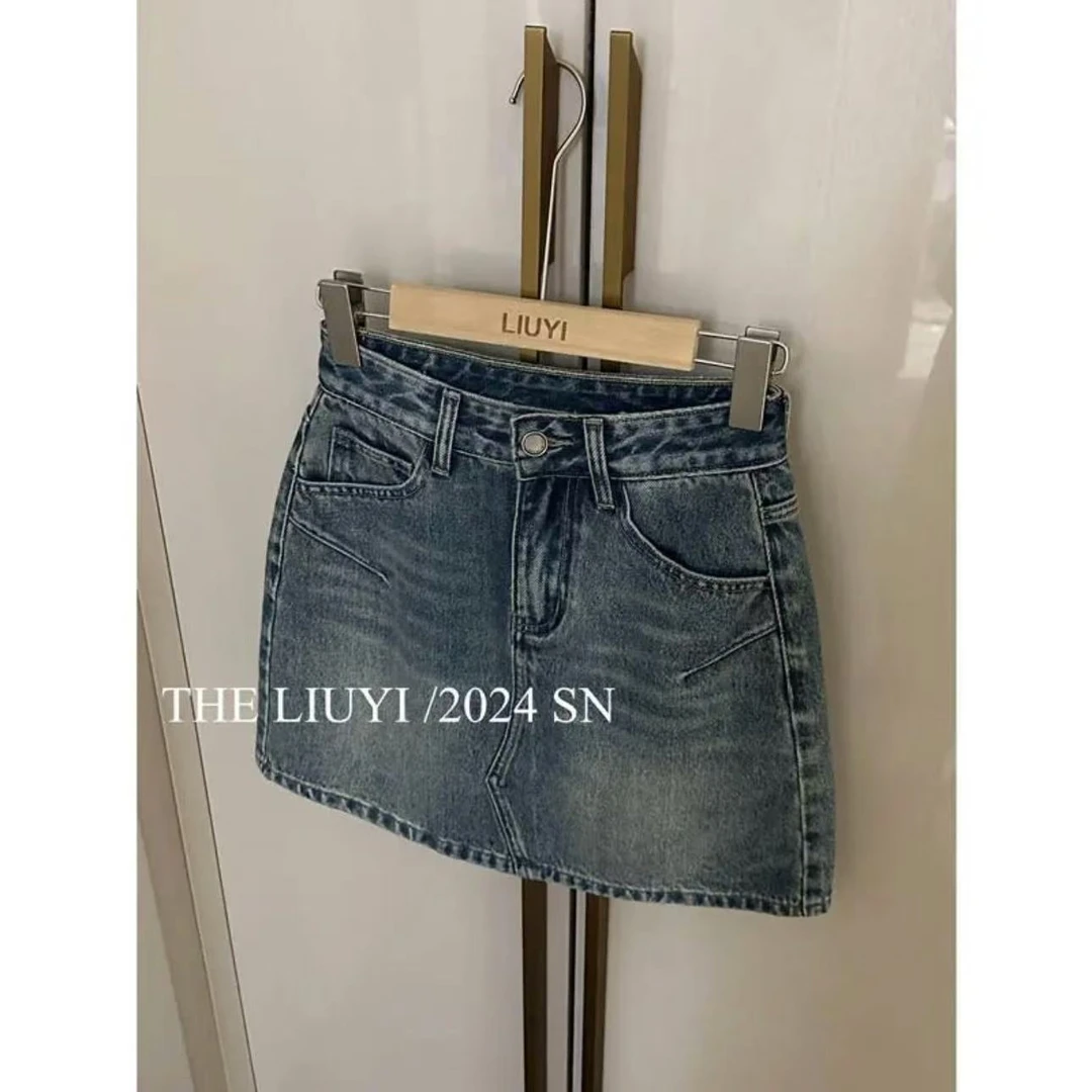 【LIUYI】海盐半裙~高腰A字牛仔半身短裙45052