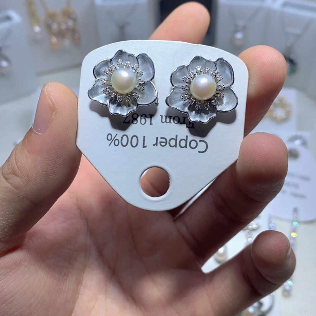 淡水珍珠耳饰银S925镶嵌