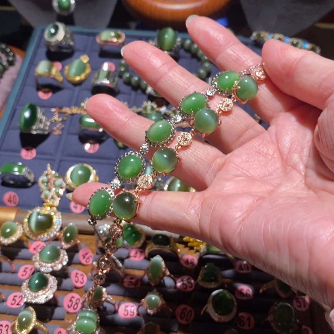 和田玉手链银S925镶嵌伟