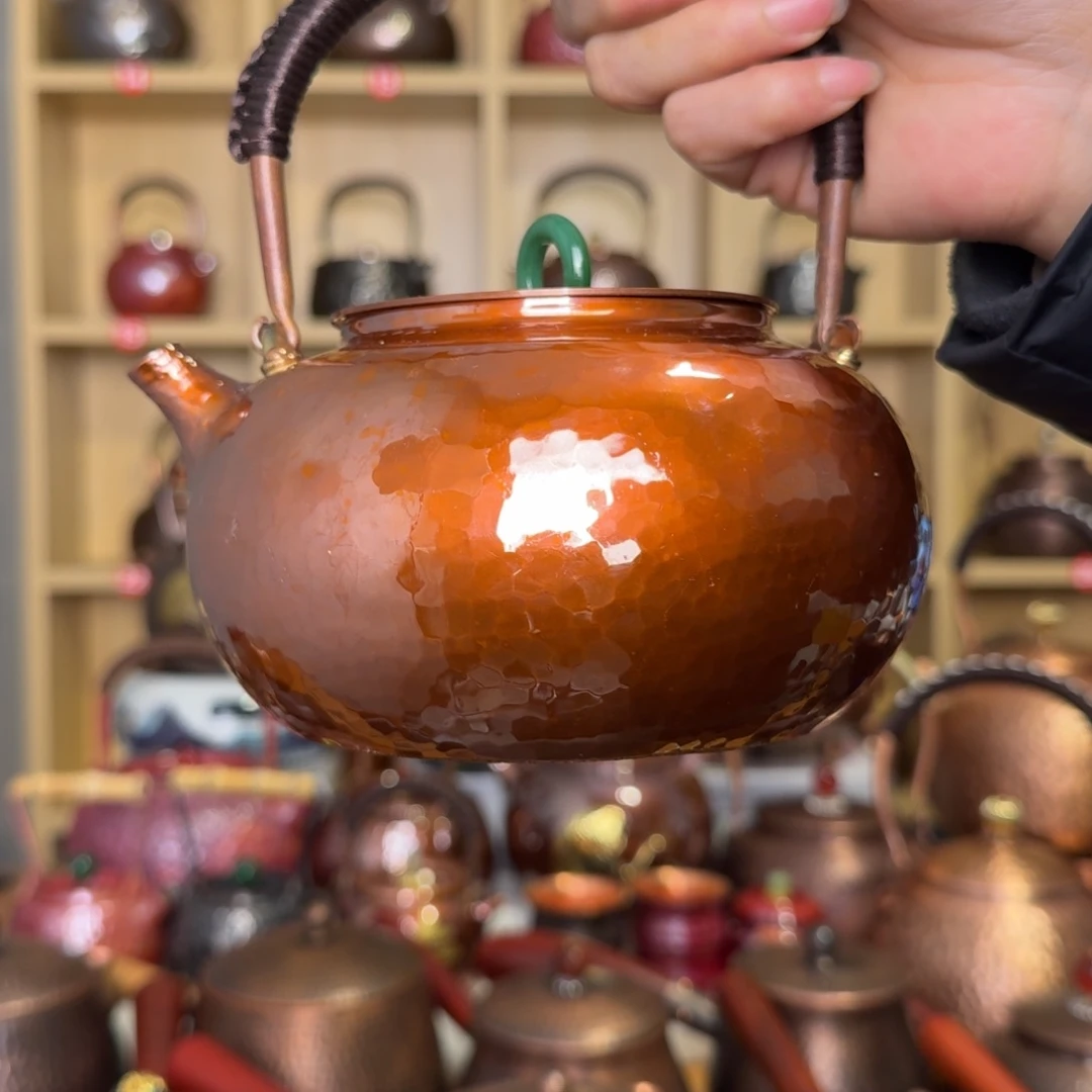 烤色紫铜提梁壶1000