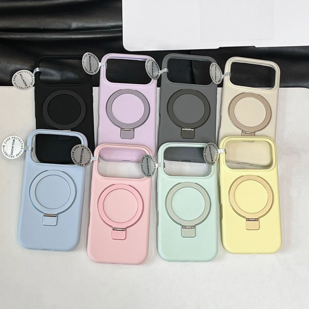 磁吸金属支架液态硅胶一体ai按键适用苹果iPhone17promax手机壳