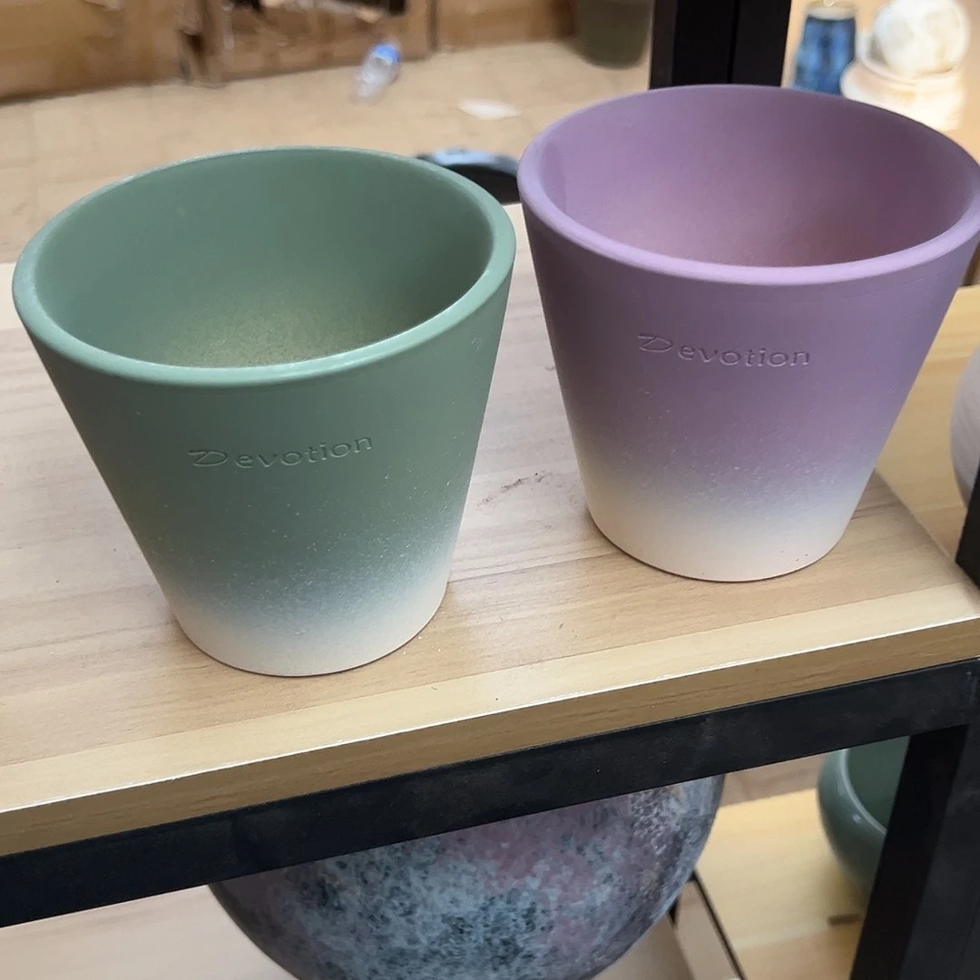 景德镇陶瓷花盆紫绿色