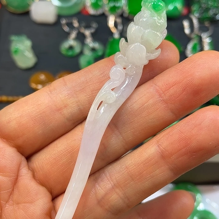 美***人翡翠未镶嵌颈饰发釵