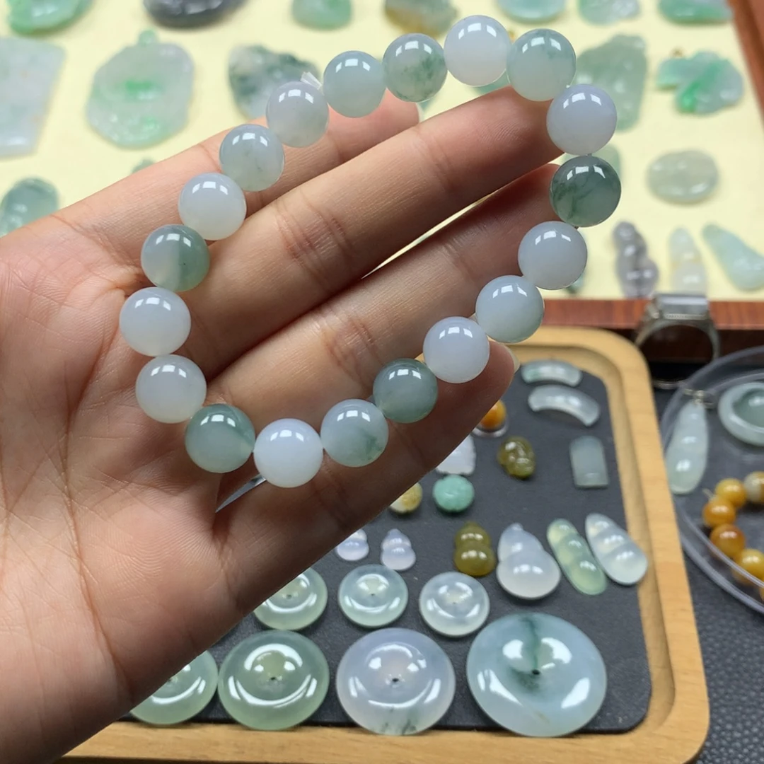 毛衣链足金镶嵌翡翠手串