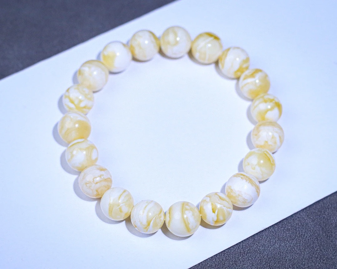 10.66 10+ 琥珀蜜蜡虎皮圆珠手串 蜡质细腻 纹理出彩 上手惊艳