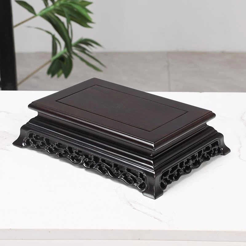 黑檀木长正方形底座摆件花瓶盆景奇石头工艺品鱼缸佛像实木托架