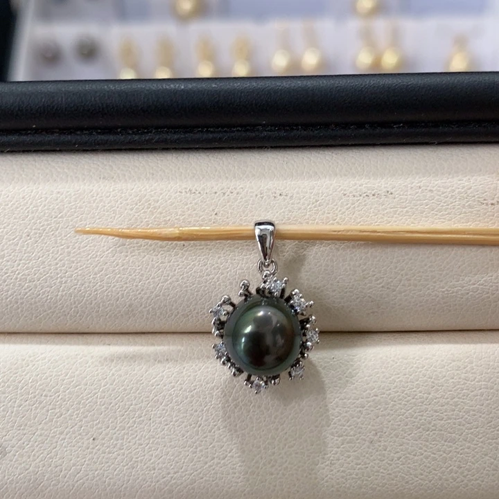 定制海水珍珠银S925镶嵌吊坠(不含链)8-9mm不退换