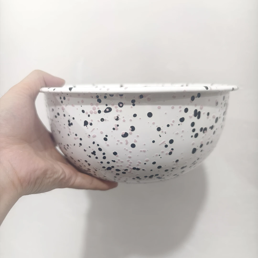 【大白专属】 26厘米 黑粉 内外泼墨 沙拉碗 和面盆 可加热 耐高温