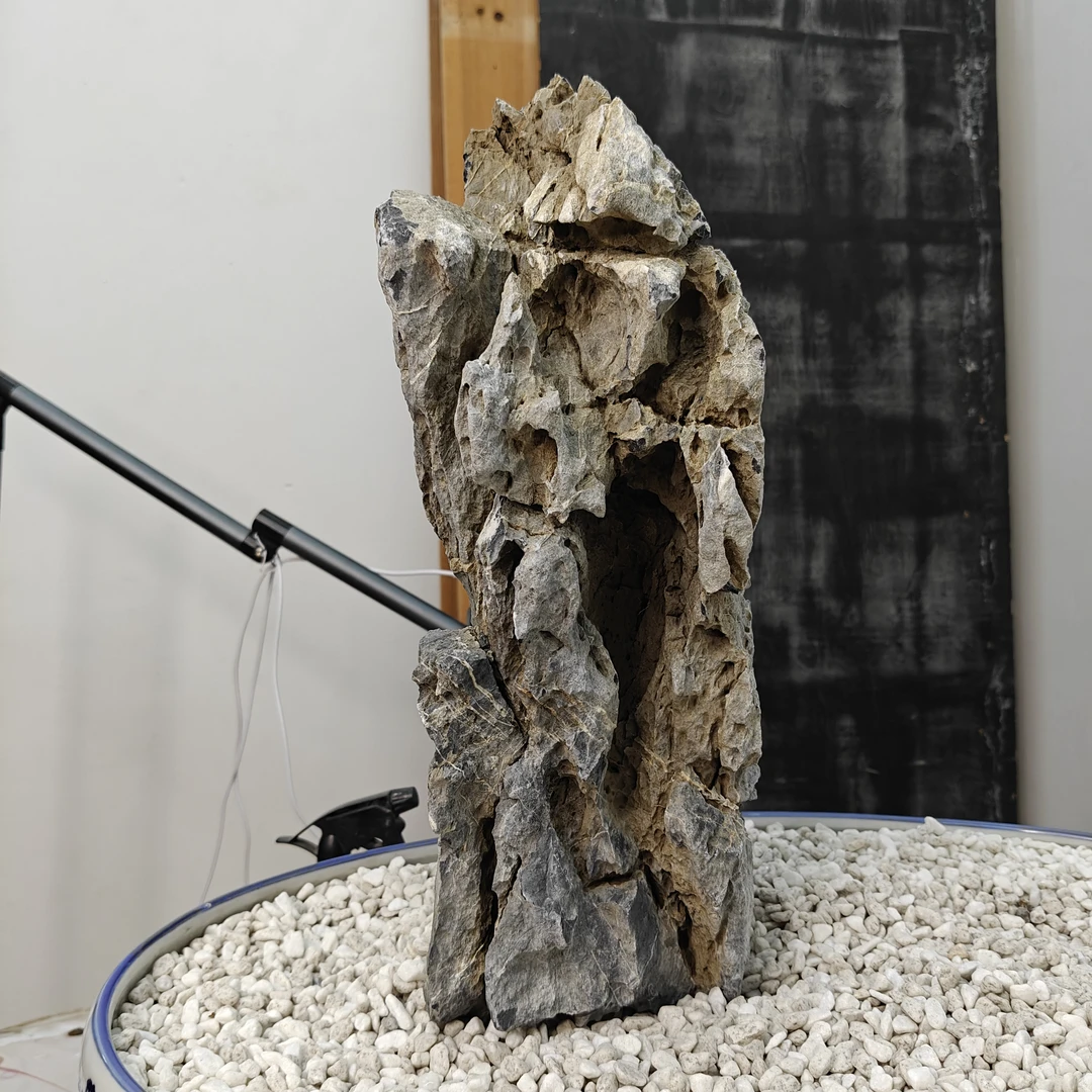 40-20-14cm天然青龙石鱼缸造景装饰摆件花盆摆件