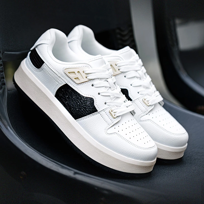 MRA黑白碎冰板鞋男2025秋季新款小白鞋厚底运动休闲鞋百搭潮鞋子