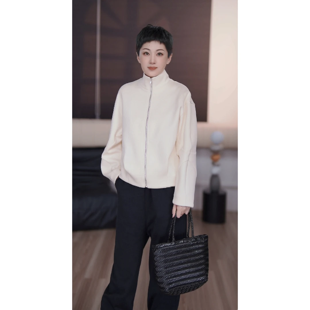 【艳姐推荐】秋冬新款气质百搭纯色拉链卫衣外套26066