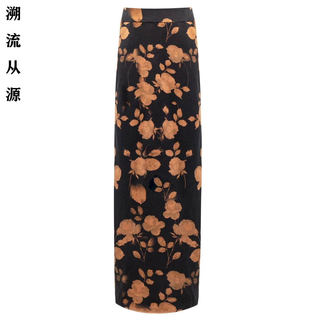 『秋意佳人』新中式气质100桑蚕丝重磅香云纱开叉双面双穿国风半裙