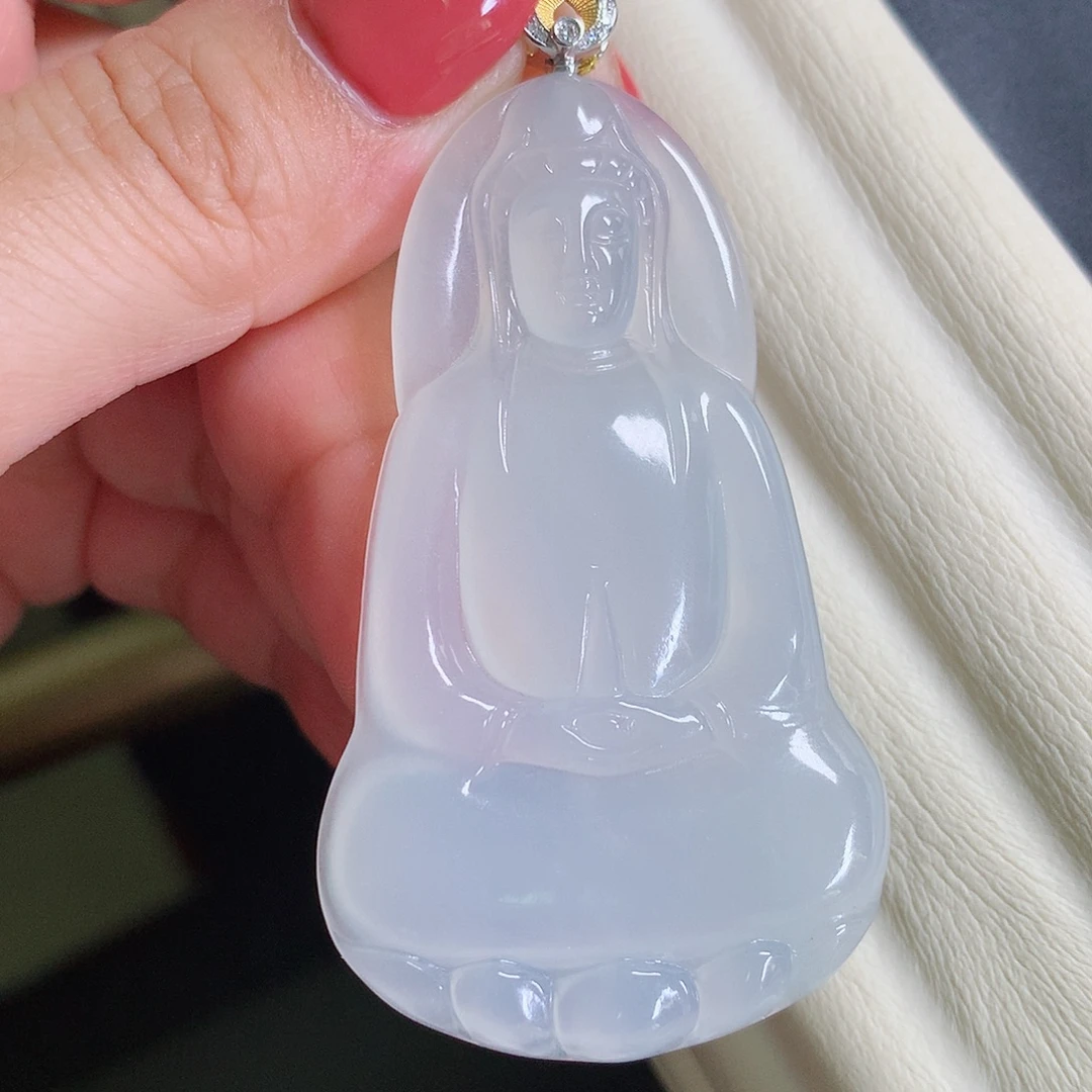 颈饰18K金镶嵌翡翠素衣