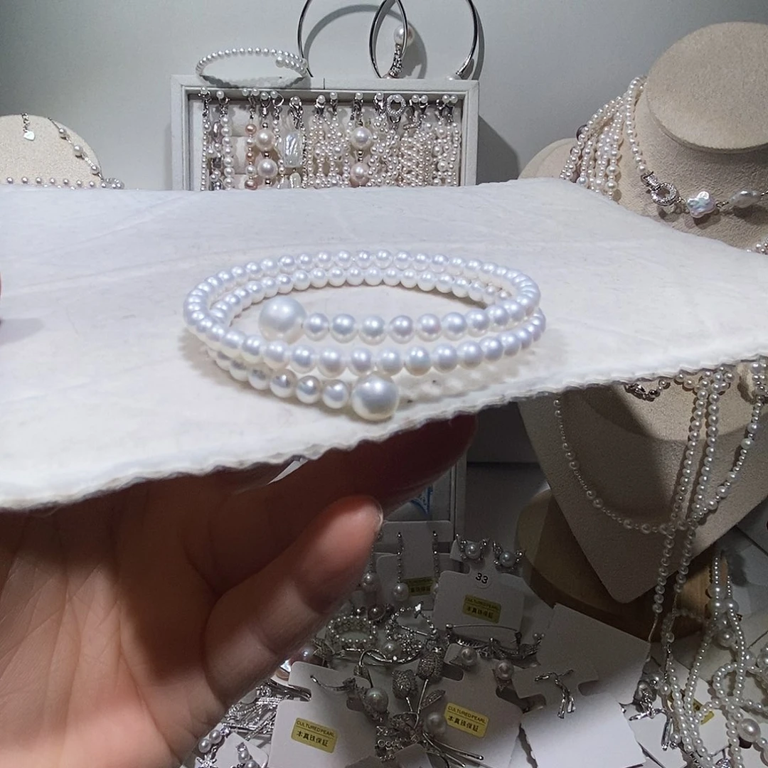 非金属925银炫彩双层手链无暇