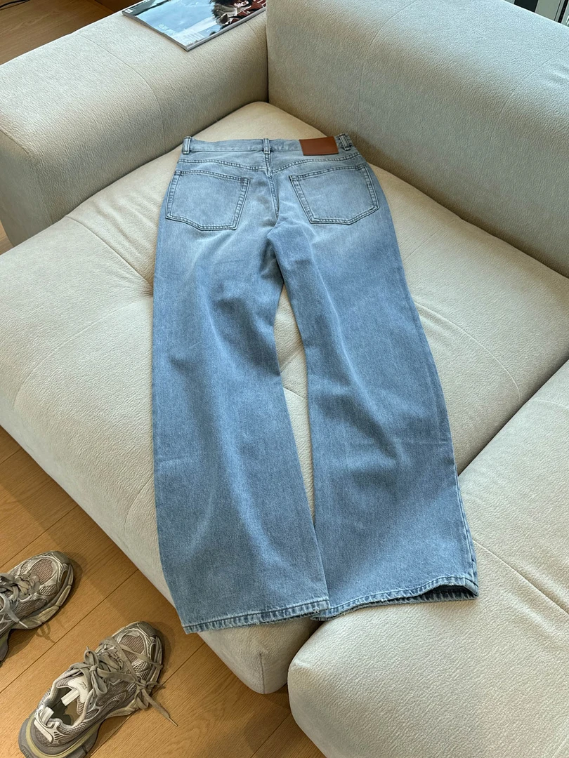 【SUNTEEZA】24SS浅蓝色水洗复古休闲宽松直筒阔腿牛仔裤长裤