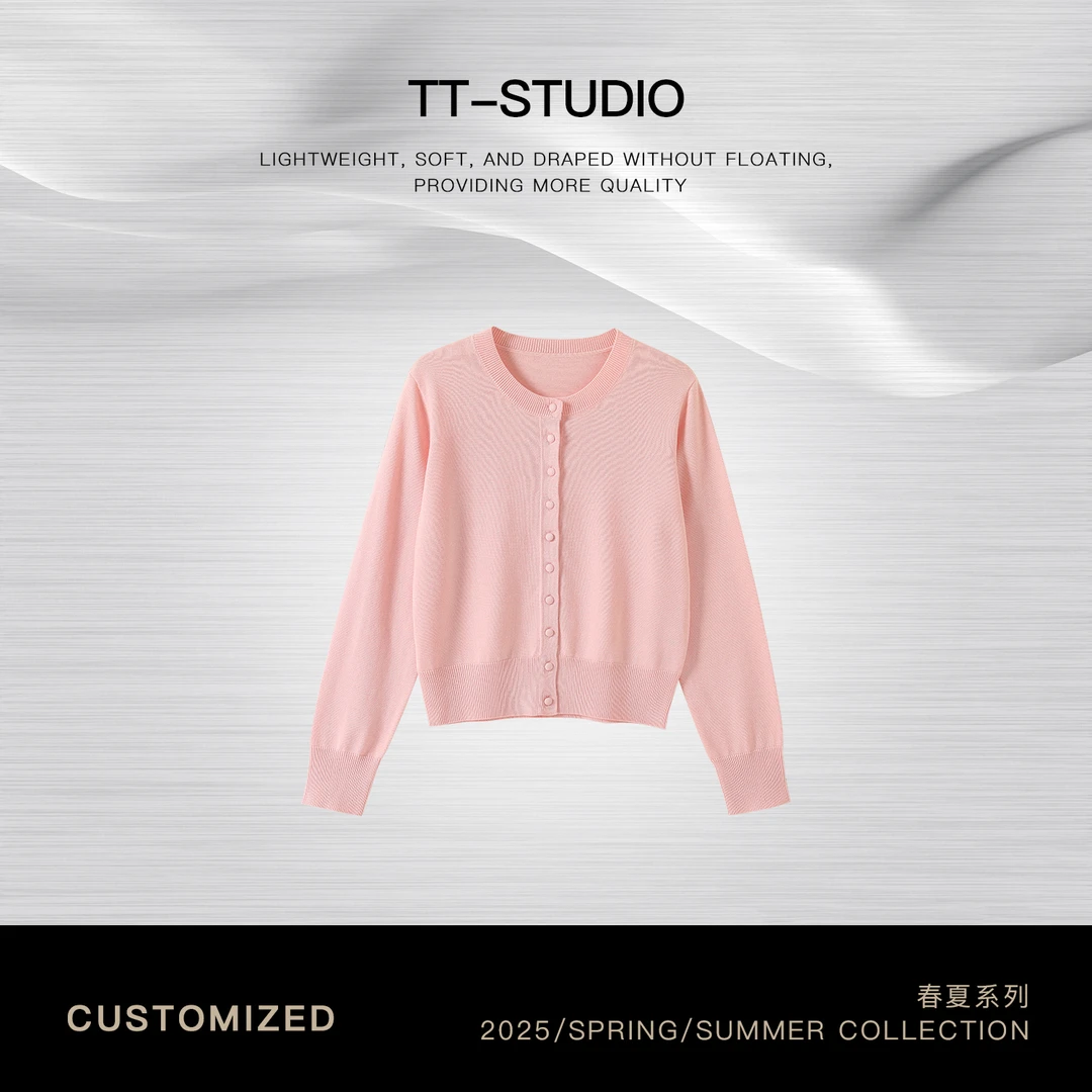 TT【春日】羊毛春夏新品混纺复古气质单排扣开衫TT-11MY8352