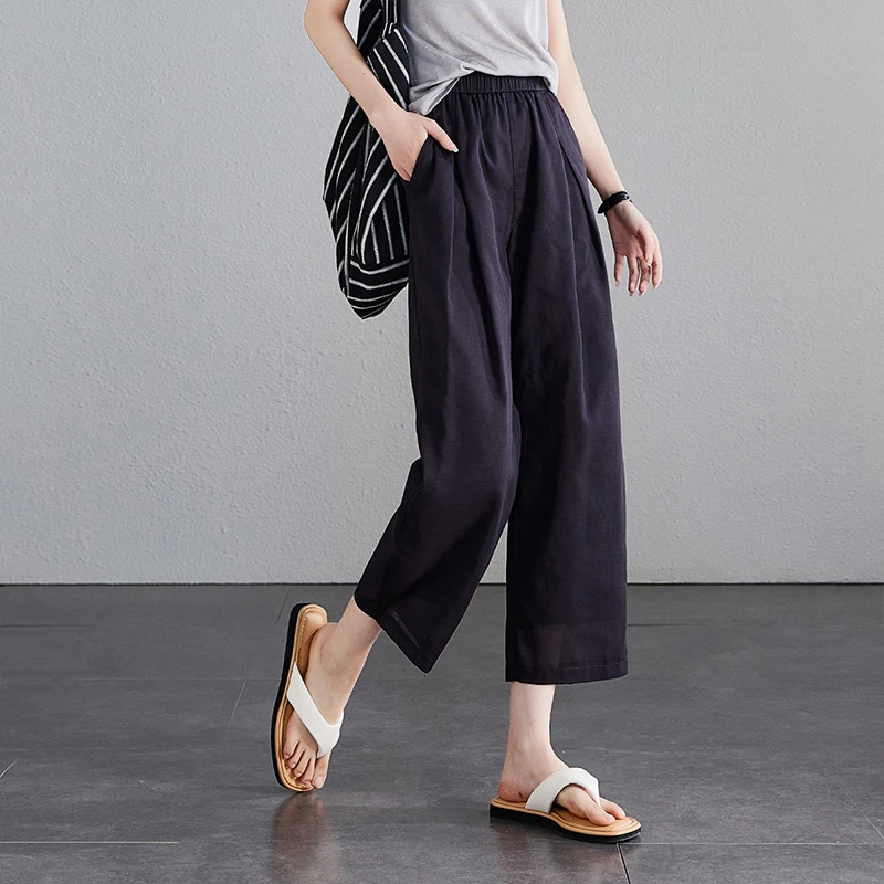 索菲丝尔含棉工字褶气球哈伦裤女2025八分裤女裤夏季薄款521155