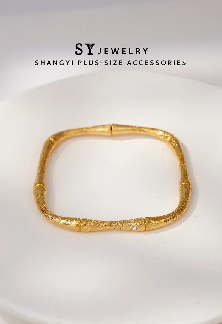 铜合金手镯 C-030胖妹妹大码饰品新中式国潮开口竹节方镯