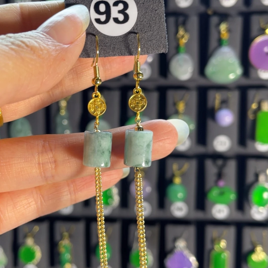 银S925镶嵌翡翠耳饰93