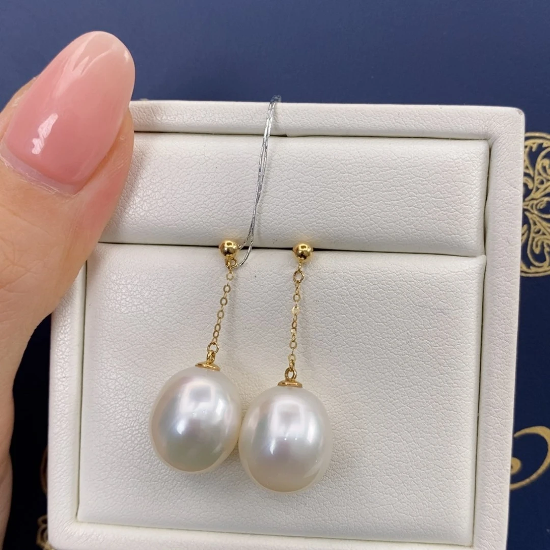 18K金镶嵌海水珍珠耳饰12-13mm
