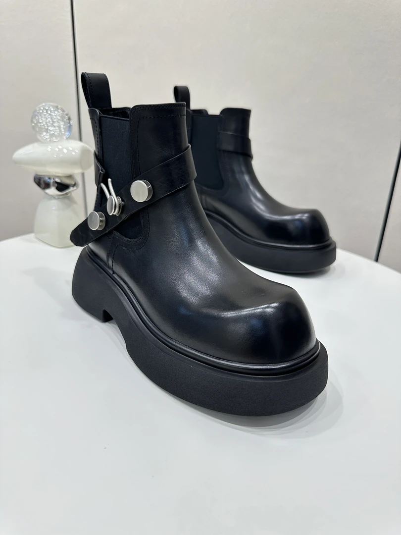 25年新款真皮增高厚底复古方头马丁靴切尔西女英伦风休闲短靴女靴
