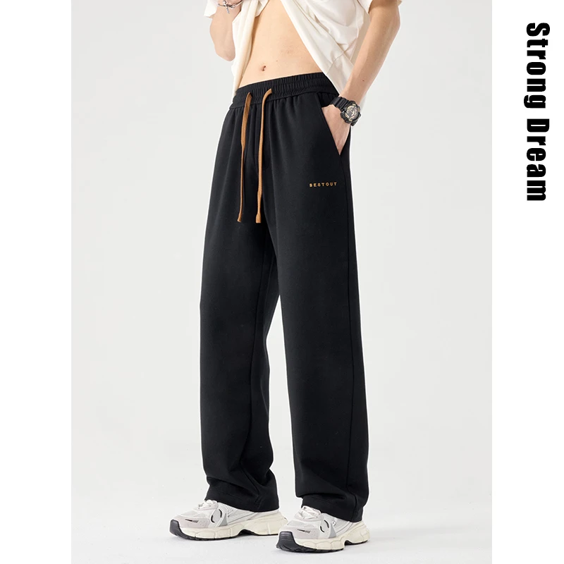 休闲裤男士2025新款春夏季潮牌垂顺宽松直筒阔腿休闲冰丝裤子夏季