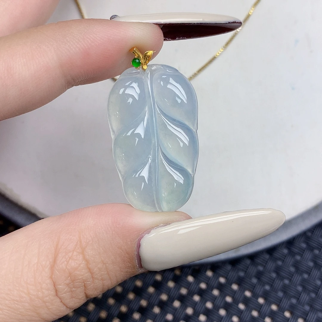 翡翠18K金镶嵌颈饰天然缅甸翡翠a货百元以上9元证书费自理