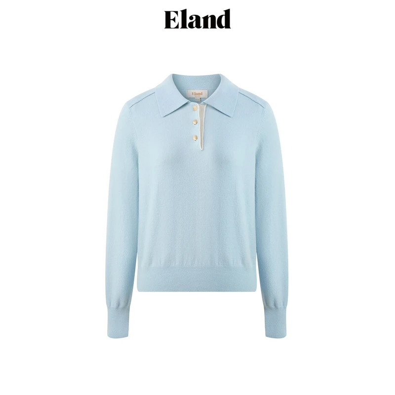 【女装优选WL】Eland衣恋毛衣女翻领甜美风柔软上衣EEKWE4TE02