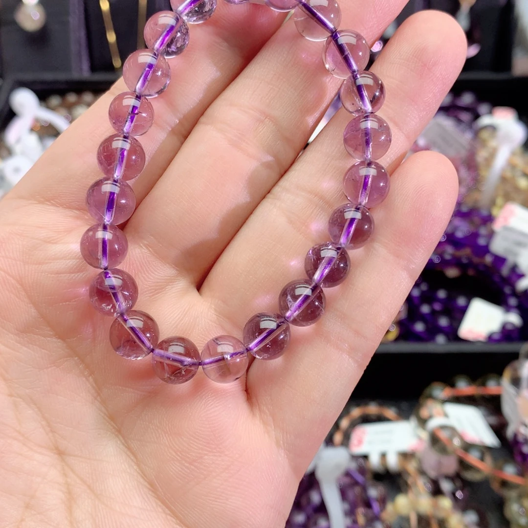 未镶嵌水晶手链紫水晶手链8+