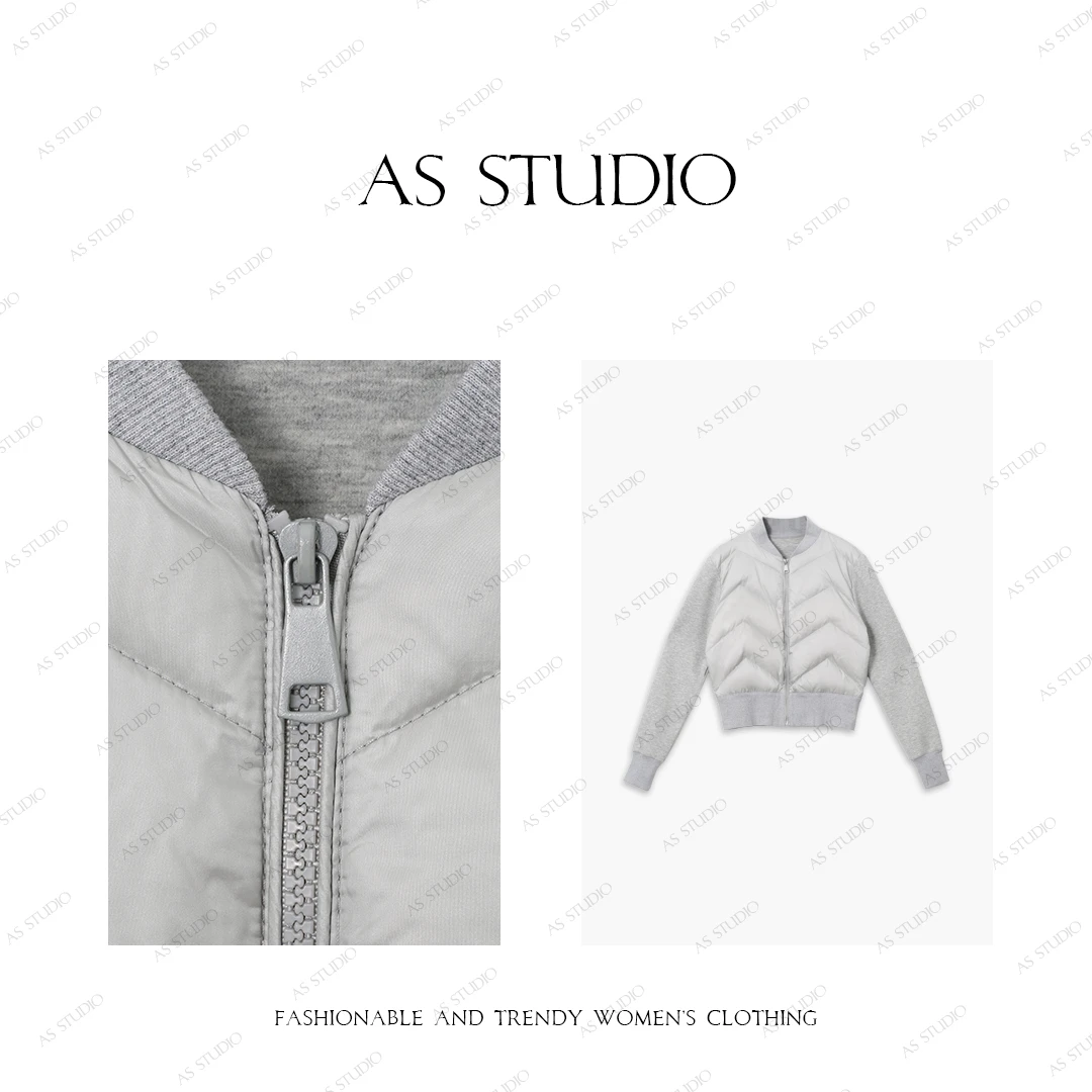【AS松塔】24新精纺羊毛拼接双开口拉链轻型鹅绒服AS24DWT135