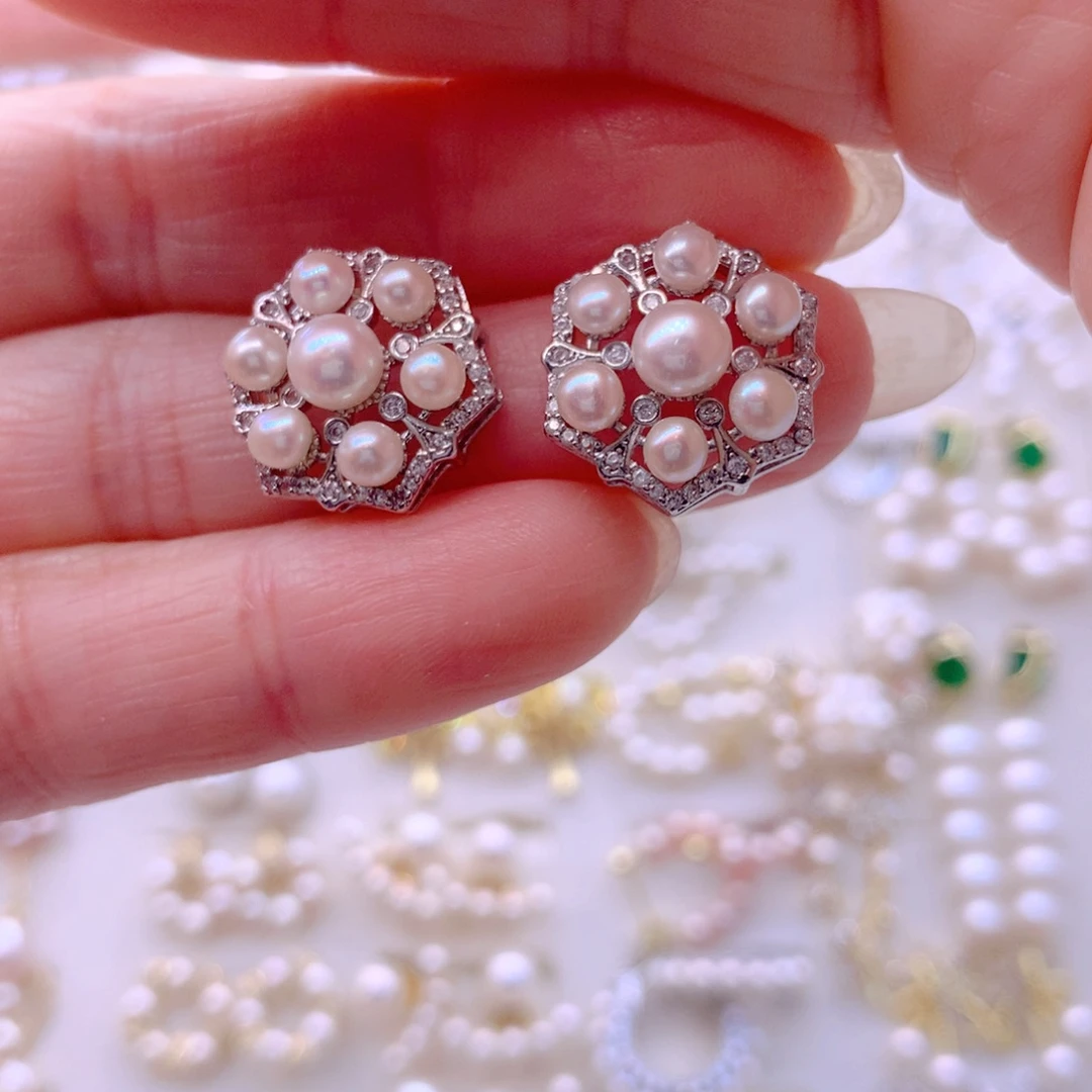 合金淡水珍珠耳饰