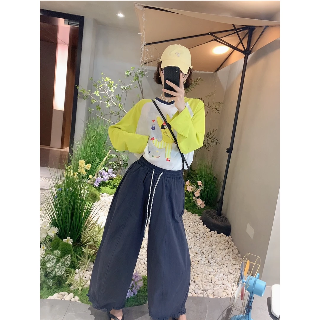 【花苞裤】抽绳高腰花苞裤2025夏新款高级百搭通勤宽松显瘦休闲裤