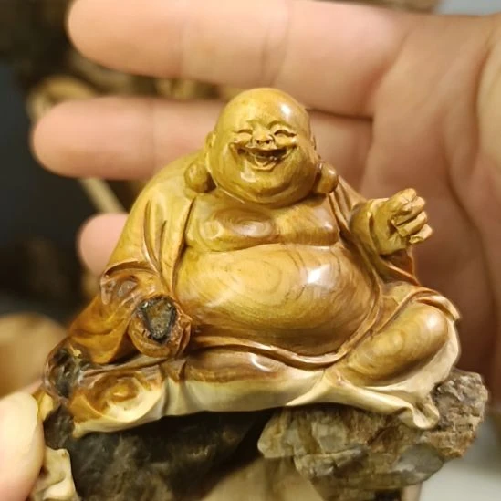 湿***兄柏木（崖柏）手把件笑佛