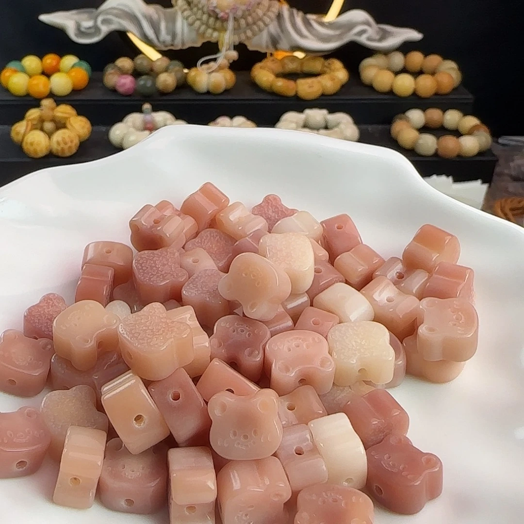 菩提根/象牙果吊坠卡12粉色熊头饼干22颗