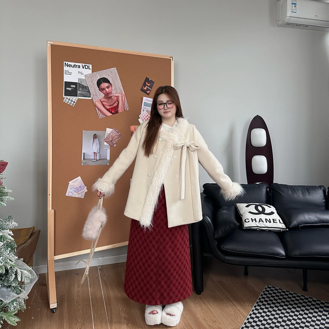 维维&南岛风冬季大码女装微胖mm减龄显瘦慵懒毛毛外套上衣ZWW476