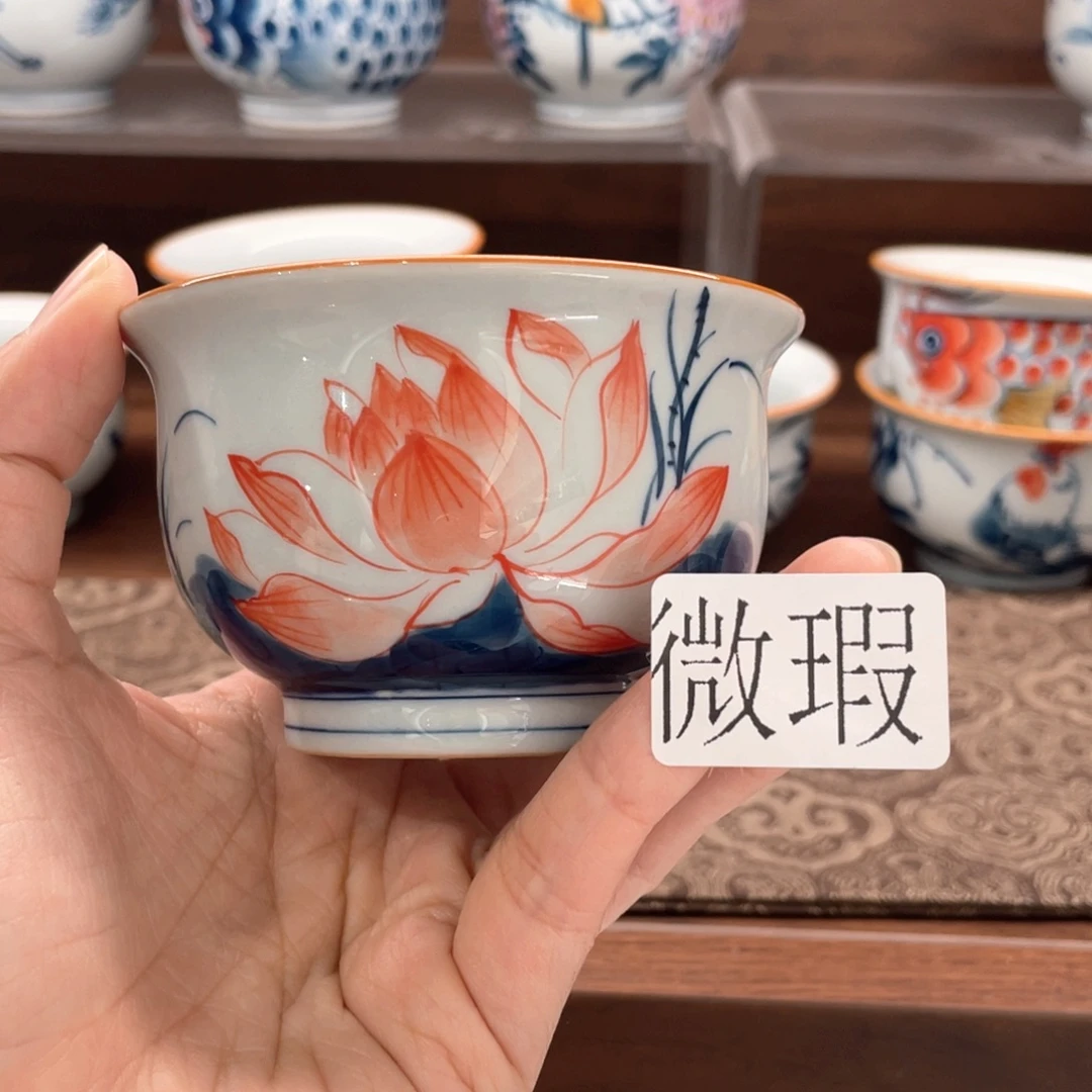 釉下手绘茶具微瑕
