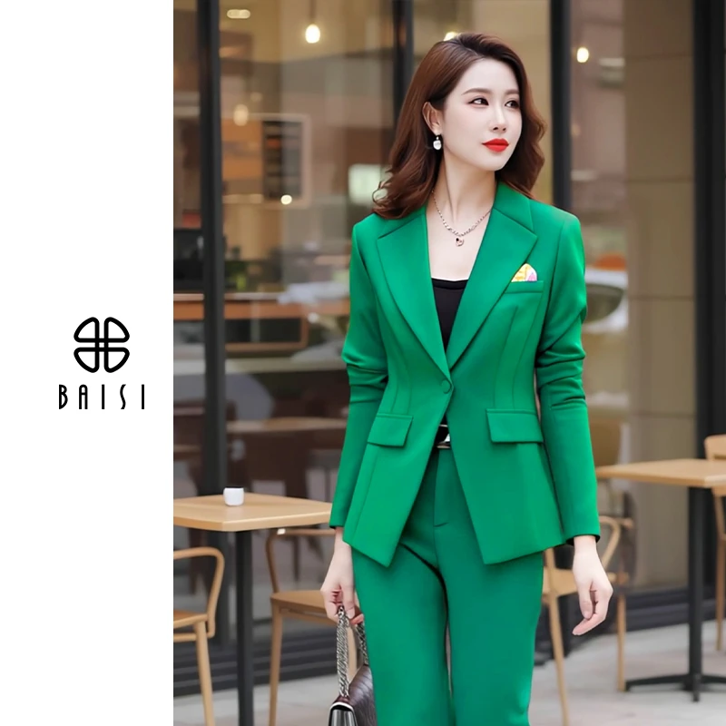 BAISI/百丝西装一粒扣秋冬常规西服网红长袖宽松型修身极简风