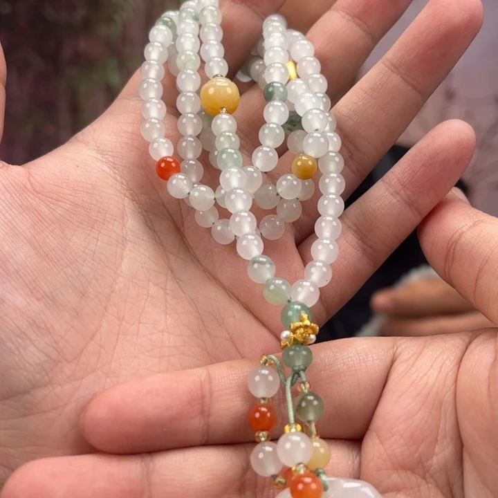 石英质玉（金丝玉）合金手链