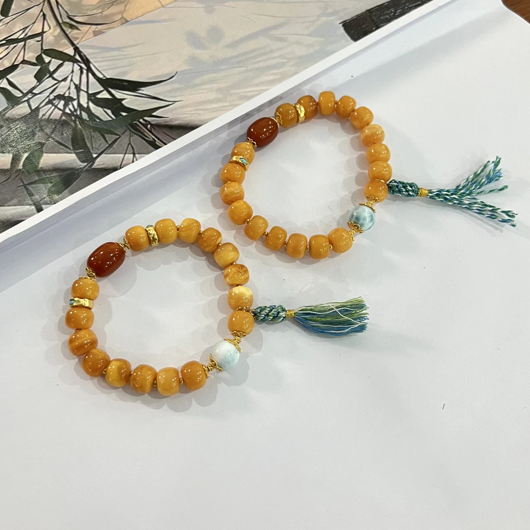 【小宝珠宝】10 T3715-蜜蜡DIY单圈手串-多样性发一件-9mm