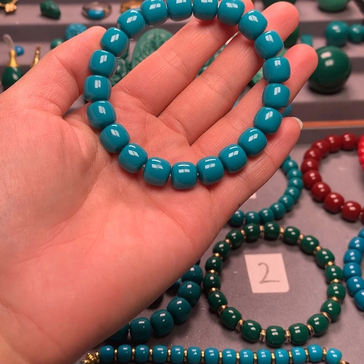 石材龚*卡10天空蓝老型手串